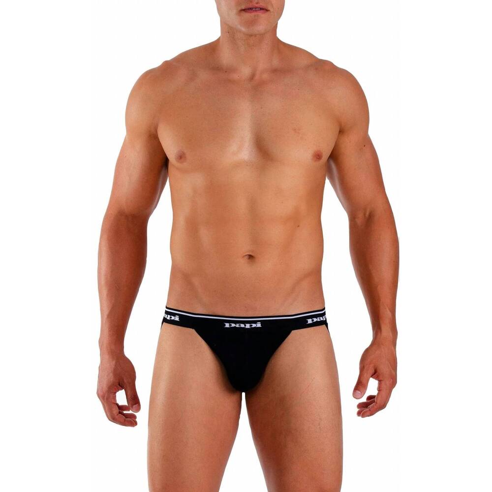 NEW PAPI men's cotton jockstrap briefs - 3 pack in black